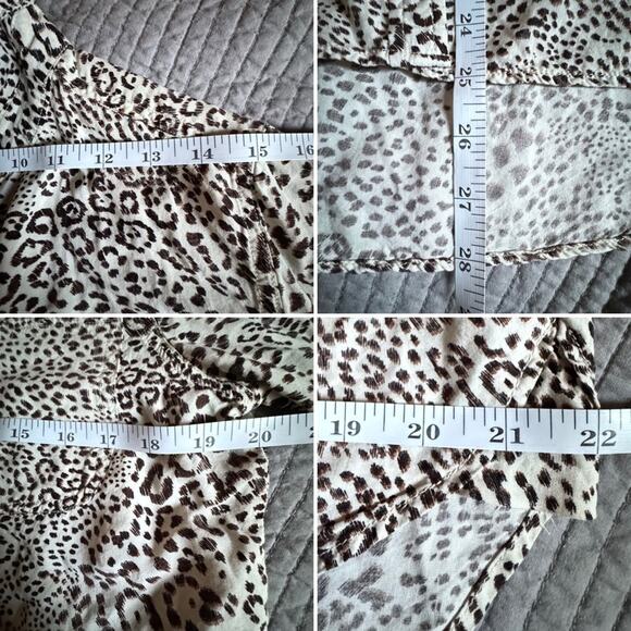 Leopard Top Small Long Sleeved Button Down Blouse - Picture 11 of 15